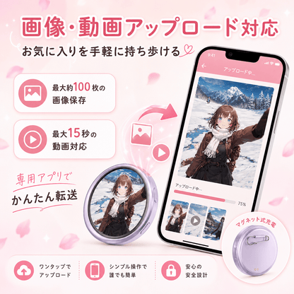 スマート缶バッジ 画像・動画アップロード対応 Bluetooth接続 タッチ操作 推し活グッズ - Oshilumi-オシルミ 世界に一つだけの推しライトを作ろう✨